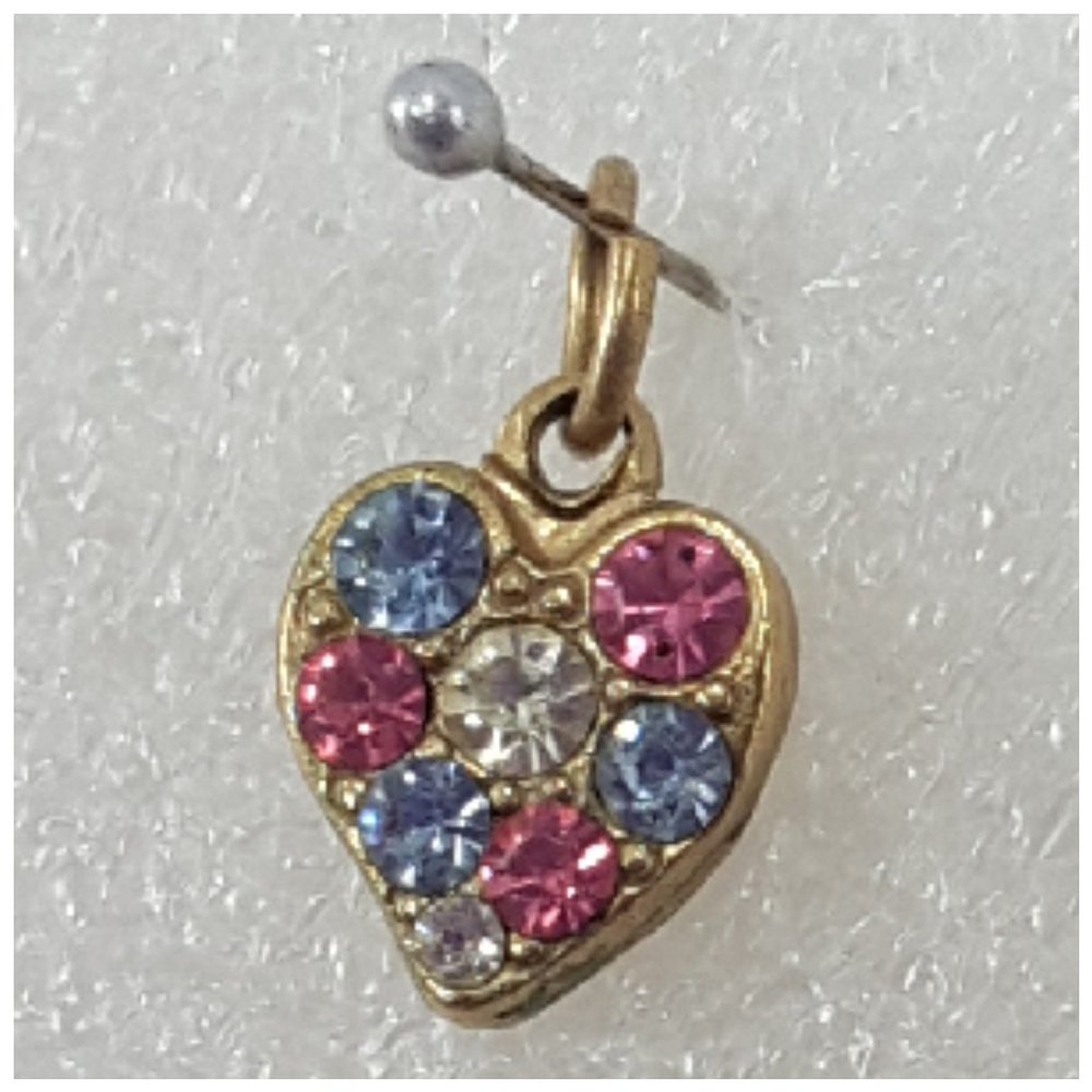 Multi-Colored Rhinestone Heart Pendant. - Picture 1 of 8
